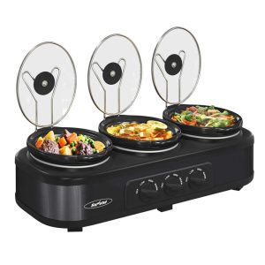 Small  Triple Slow Cooker  |  Slow Cookers Kitchen Appliances Black