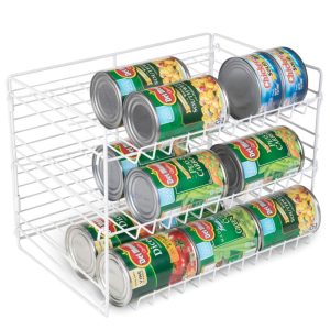 Smart Design 3-Tier Adjustable Can Organizer – White  |  Pantry Organizer Kitchen Storage Pantry Organizer