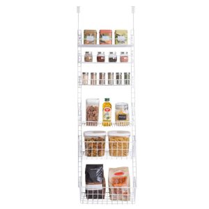 Smart Design Over the Door Pantry Organizer Rack with 6 Adjustable Shelves – White  |  Pantry Organizer Kitchen Storage Pantry Organizer