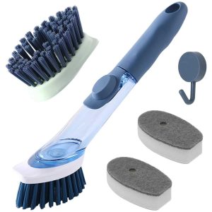 Soap Dispensing Dishwand Brush with 4 Replaceable Heads  |  Food Processors Food Processors Clear