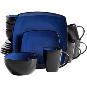 Soho Lounge 16 Piece Square Dinnerware Set  |  Dinnerware Sets Dinnerware Blue