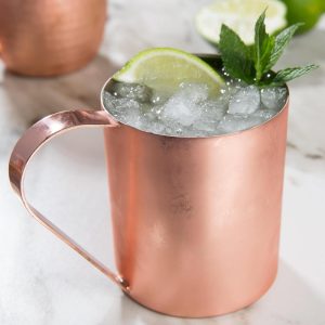 Solid Moscow Mule 100-percent Copper Mugs with Straight Finish 14-ounce with Straight Copper Handle  |  Drinking Glasses Dinnerware Drinking Glasses