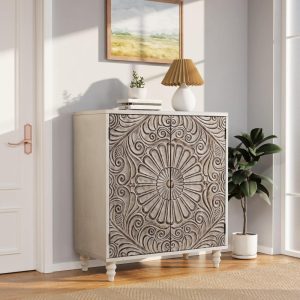 Solid Wood Buffets and Sideboards Storage Cabinet  |  Buffets and Sideboards Buffets & Sideboards Brown, Grey, White