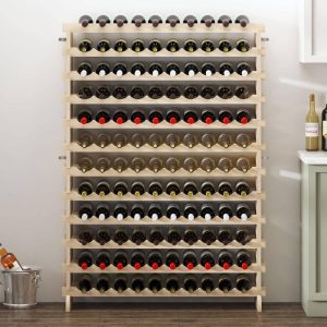 Solid Wood Large Capacity Wine Bottle Rack  |  Wine Racks Kitchen Storage White