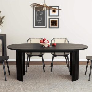 Solid Wood Oval Dining Table  |  Kitchen and Dining Tables Kitchen & Dining Tables Black