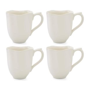 Sophie Conran Floret 14 Ounce Coffee Mugs Set of 4  |  Mugs Dinnerware Blue, Grey, White