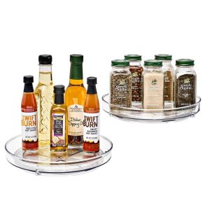 Sorbus Clear Lazy Susan Organizer Versatile Kitchen and Cabinet Organizer Turntable for Pantry Fridge and Bathroom Storage  |  Pantry Organizer Kitchen Storage Clear