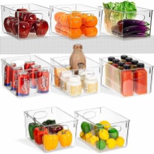 Sorbus Clear Plastic Organizer Storage Bin Containers for Pantry Food & Kitchen Fridge (8-Pack)  |  Food Storage Containers Food Storage Containers Clear