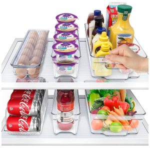 Sorbus Fridge Bins and Freezer Stackable Storage Containers (6 Pack Set)  |  Pantry Organizer Kitchen Storage Clear