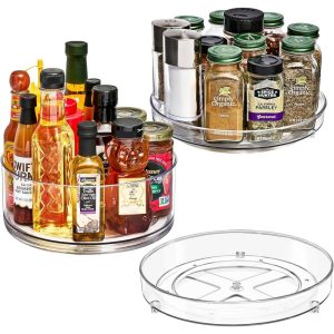 Sorbus Lazy Susan Organizer Rotating Set for Refrigerator Turntable Fridge Pantry Cabinet Table Makeup – Set of 3  |  Pantry Organizer Kitchen Storage Clear