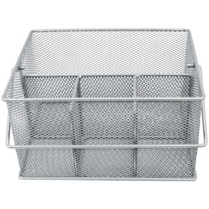 Sorbus Mesh Utensil Caddy, Silverware and Napkin Holder, Silver  |  Flatware Dinnerware Flatware