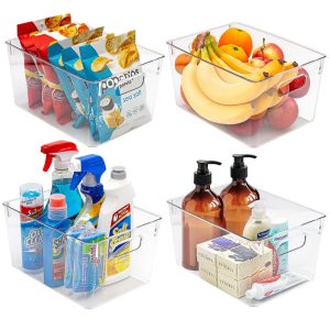 Sorbus Plastic Storage Bins Clear Pantry Organizer Box Bin Containers  |  Pantry Organizer Kitchen Storage Clear