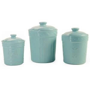 Sorrento Stoneware Set of Three Canisters  |  Kitchen Canisters Kitchen Canisters Blue, Green