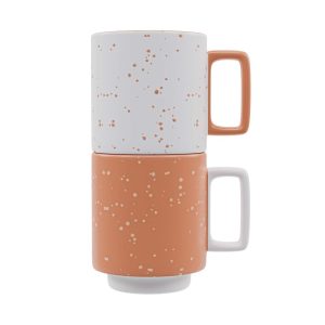 Speckled Stackable Mugs Set of 2 – 14 oz  |  Mugs Dinnerware Blue, Navy, Orange, Pink, White