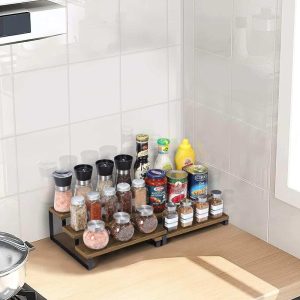 Spice Rack Organizer  |  Pantry Organizer Kitchen Storage Brown, White