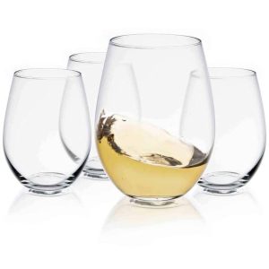 Spirits Stemless 19 oz Wine Glass, Set of 4 – 19 oz  |  Wine Glasses Dinnerware Clear