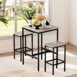 Square Bar Table with 2 Bar Stools, Dining Pub Bar Table Set for 2 – 3-Piece  |  Bar Tables Bar Tables Bar Tables