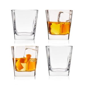 Square Rocks Glass, Set of 4 by True  |  Drinking Glasses Dinnerware Clear