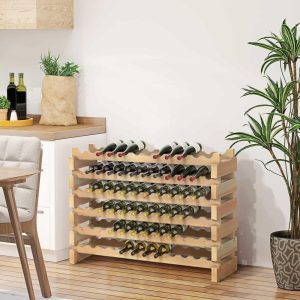 Stackable Wine Rack, Modular Storage Shelves, 72-Bottle Holder, Freestanding Display Rack for Kitchen, Natural  |  Wine Racks Kitchen Storage Brown