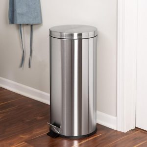 Stainless Steel 8-Gallon Round Step Trash Can  |  Kitchen Trash Cans Kitchen Storage Kitchen Trash Cans