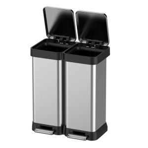 Stainless Steel Dual Trash Can, 2 Pedal  |  Kitchen Trash Cans Kitchen Storage Kitchen Trash Cans