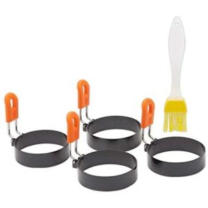 Stainless Steel Egg Mould Ring with Anti-scald Handle and Oil Brush (3 In, 5 Pieces)  |  Bakeware Bakeware Bakeware