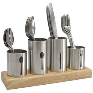 Stainless Steel Flatware Organizer Caddy with Base  |  Flatware Dinnerware Flatware