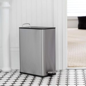 Stainless Steel Slim Trash Can  |  Kitchen Trash Cans Kitchen Storage Kitchen Trash Cans