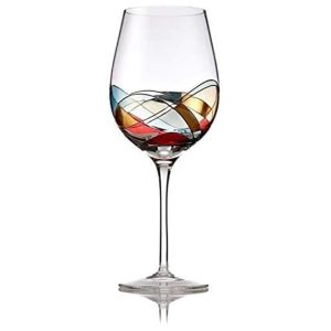 Stemmed Wine Glass with Colored Mosaic Design – 28 oz  |  Wine Glasses Dinnerware Multi