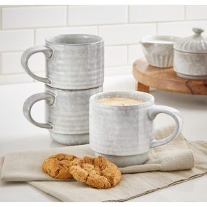 Stinson Collection Gray Stoneware Stacking Mugs, 13 oz.  |  Mugs Dinnerware Grey