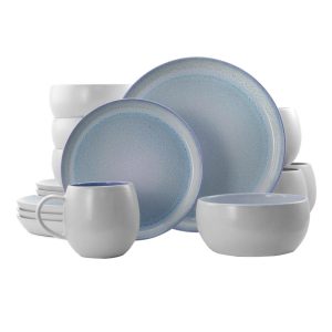 Stoneware Dinnerware 16 Piece Set in Blue Reactive Glaze  |  Dinnerware Sets Dinnerware Blue