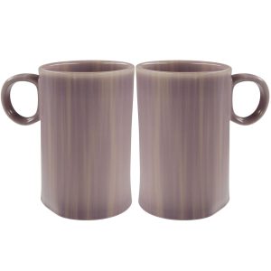 Stoneware Loop Handle Mugs Set of 2  |  Mugs Dinnerware Beige, Blue, Pink