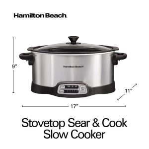 Stovetop Sear & Cook 6 QT Slow Cooker  |  Slow Cookers Kitchen Appliances Silver