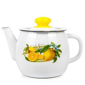 STP-Goods 1.1-Quart Lemons Enamel on Steel Tea Kettle  |  Tea Kettle Coffee & Tea Tea Kettle