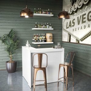 Studio C 48W Corner Bar Cabinet by   |  Home Bars Home Bars Grey, White