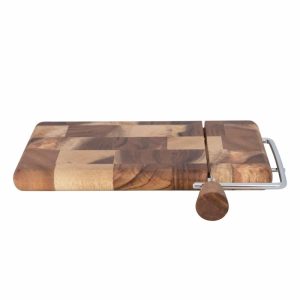 Suar Wood and Stainless Steel Cheese Slicer  |  Cutting Boards Cutting Boards Brown