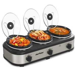 Sunvivi Slow Cooker, Buffet Server and Food Warmer  |  Slow Cookers Kitchen Appliances Silver