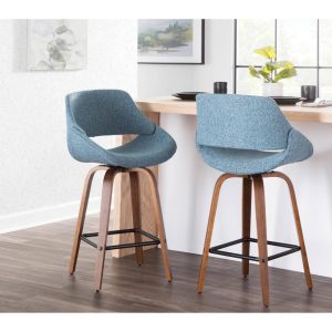 Svellingen Counter Stool with Square Black Footrest (Set of 2)  |  Counter and Bar Stools Counter & Bar Stools Black, Blue, Cream, Grey