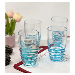 Swirl Acrylic Glasses Drinking Set of 4 (20oz), Plastic Drinking Glasses, BPA Free Cocktail Glasses  |  Wine Glasses Dinnerware Clear