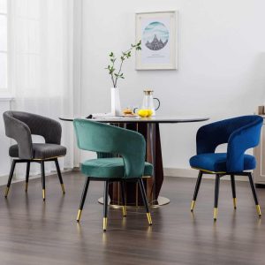 Swivel Velvet Dining Chair with Metal Legs, Set of 2  |  Kitchen and Dining Chairs Kitchen Furniture Blue, Green, Grey