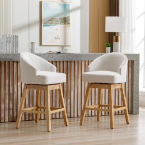 Swivel Wood Counter Height Bar Stools with Footrest (Set of 2)  |  Counter and Bar Stools Counter & Bar Stools Beige, Green, Grey