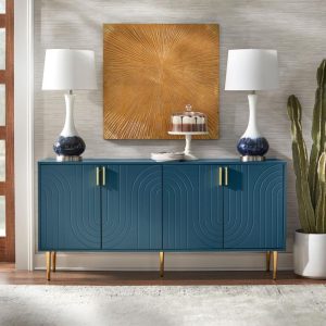 Tabaria Mid-Century Four Door Sideboard/Buffet  |  Buffets and Sideboards Buffets & Sideboards Blue, Grey