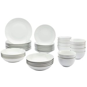 Tabletops Gallery Adams 40-piece White Dinnerware Set (Service for 10)  |  Dinnerware Sets Dinnerware Dinnerware Sets