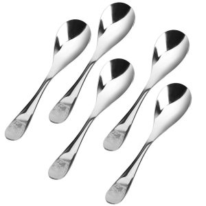 Tableware Stainless Steel Porridge Rice Soup Spoon 19cm Length 5pcs – Silver – 7.5″ x 1.7″ x 0.07″(L*W*T)  |  Flatware Dinnerware Flatware