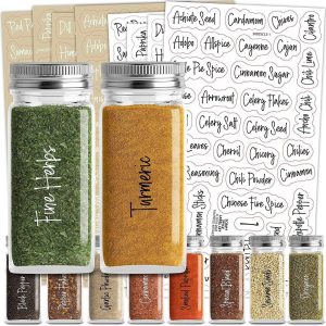 Talented Kitchen 272 Spice Labels Stickers, Clear Spice Jar Labels Preprinted  |  Food Storage Containers Food Storage Containers Food Storage Containers