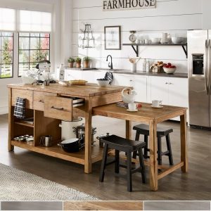 Tali Reclaimed Look Extendable Kitchen Island by  Classic  |  Kitchen Carts Kitchen Carts Brown, Grey, Silver