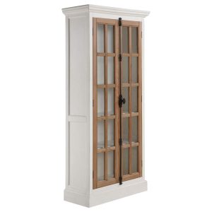 Tammi Antique White and Brown 2-door Tall Cabinet  |  Buffets and Sideboards Buffets & Sideboards Brown, Clear, White