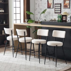 Teddy Fabric Upholstered Counter Bar Stools  |  Counter and Bar Stools Counter & Bar Stools Black, White