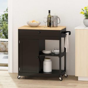 Telfair Kitchen Cart with Wheels by   |  Kitchen Carts Kitchen Carts Black, Grey, White