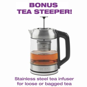 Temperature Control Kettle 1.7L With Tea Steeper GK1758  |  Tea Kettle Coffee & Tea Clear